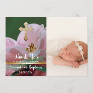 Cartão De Agradecimento Obrigado do baptismo você flor do primavera da