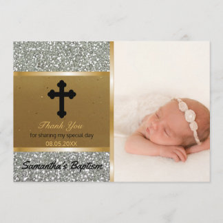 Cartão De Agradecimento Obrigado do baptismo você ouro feito sob encomenda