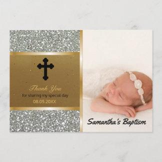 Cartão De Agradecimento Obrigado do baptismo você ouro feito sob encomenda