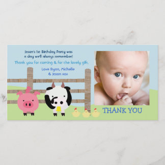 Cartão De Agradecimento Obrigado do bebê do Barnyard dos animais de
