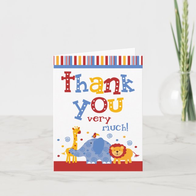 Cartão De Agradecimento Obrigado do bebê do safari você (Frente)