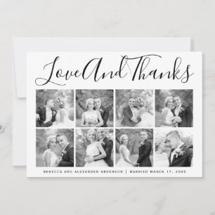 Cartão De Agradecimento Obrigado do casamento da tipografia você colagem