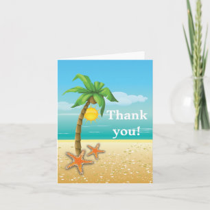 Cartão De Agradecimento Obrigado do casamento de praia da palmeira & da