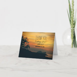 Cartão De Agradecimento obrigado do casamento de praia do por do sol você