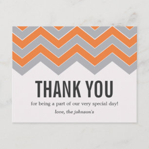 Cartão De Agradecimento Obrigado do casamento do design da laranja & das