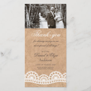 Cartão De Agradecimento Obrigado do casamento do laço do vintage você