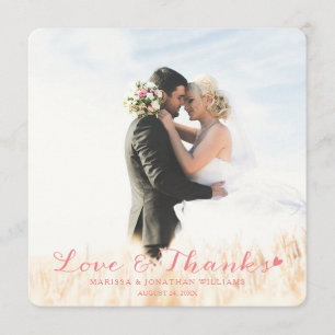 Cartão De Agradecimento Obrigado do casamento do querido você ROSA liso do