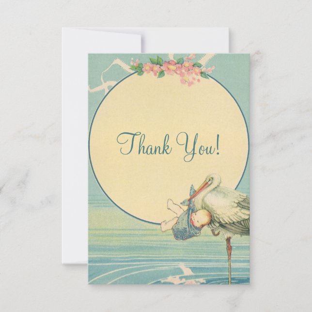 Cartão De Agradecimento Obrigado do chá de fraldas do menino azul da (Frente)