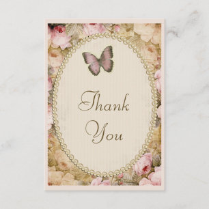 Cartão De Agradecimento Obrigado do chá de fraldas do vintage você rosas &