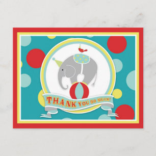Cartão De Agradecimento Obrigado do elefante do circo você azul