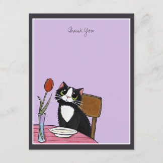 Cartão De Agradecimento Obrigado do gato do smoking do restaurante você