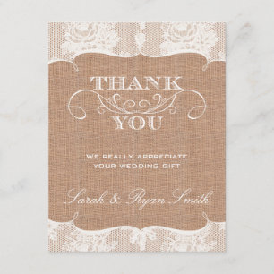 Cartão De Agradecimento Obrigado do impressão de Burlarp & do casamento d