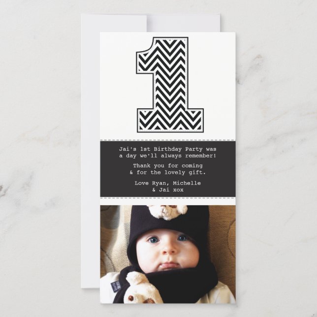 Cartão De Agradecimento Obrigado do número 1 do primeiro aniversario do (Frente)