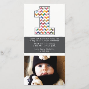 Cartão De Agradecimento Obrigado do número 1 do primeiro aniversario do