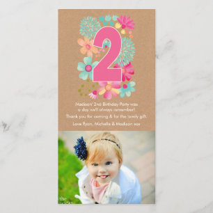 Cartão De Agradecimento Obrigado do número 2 do segundo aniversário das