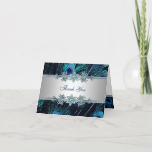 Cartão De Agradecimento Obrigado do pavão dos azuis marinhos você