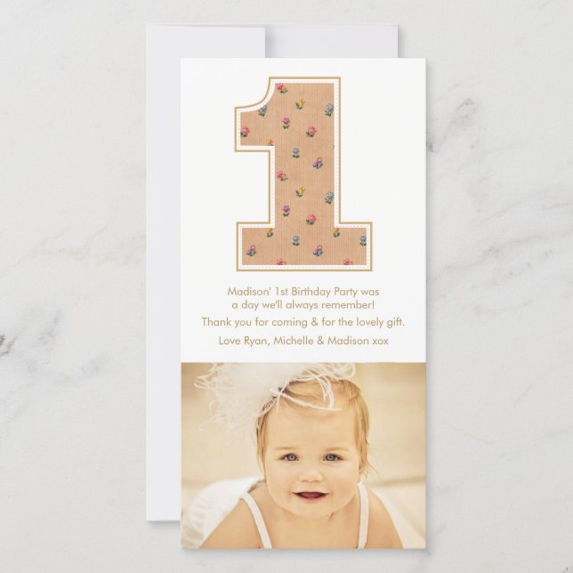 Cartão De Agradecimento Obrigado do primeiro aniversario do bebé do (Frente)