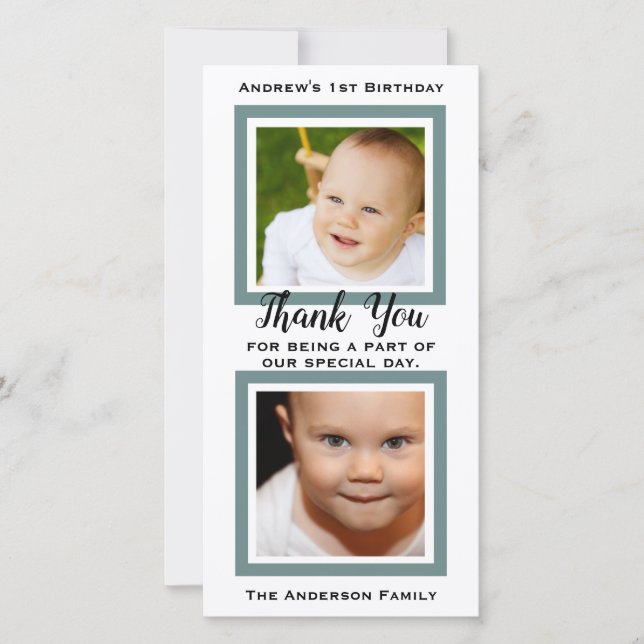 Cartão De Agradecimento Obrigado do primeiro aniversario do bebé você (Frente)