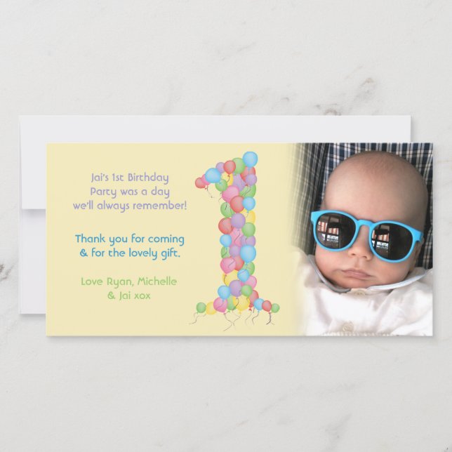 Cartão De Agradecimento Obrigado do primeiro aniversario dos bebês você (Frente)