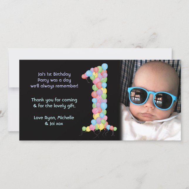 Cartão De Agradecimento Obrigado do primeiro aniversario dos bebês você (Frente)