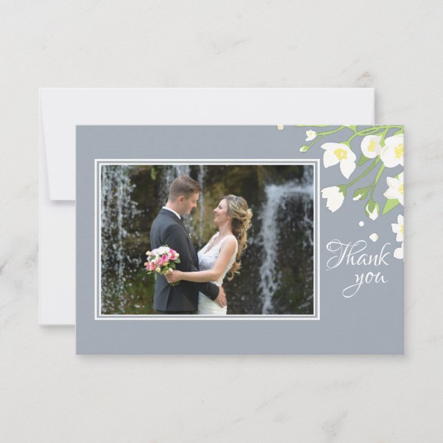 Cartão De Agradecimento Obrigado do quadro da foto do jasmim você (Frente)