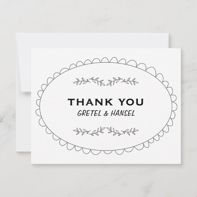 Cartão De Agradecimento obrigado do quadro do doodle você (Frente)