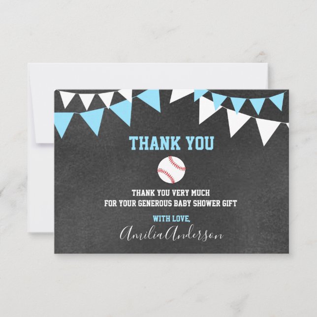 Cartão De Agradecimento OBRIGADO do quadro VOCÊ chá de fraldas azul do (Frente)