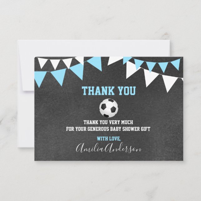 Cartão De Agradecimento OBRIGADO do quadro VOCÊ chá de fraldas azul do (Frente)