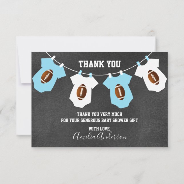 Cartão De Agradecimento OBRIGADO do tema do FUTEBOL do quadro VOCÊ chá de (Frente)