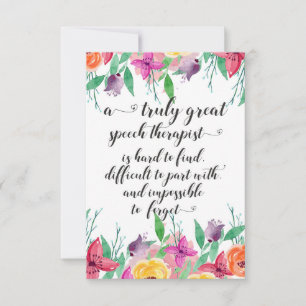 Cartão De Agradecimento obrigado do terapeuta da fala da escola excelente