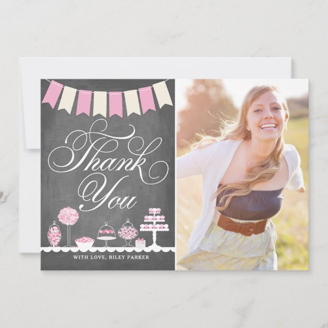 Cartão De Agradecimento Obrigado doce dos deleites você com foto (Frente)