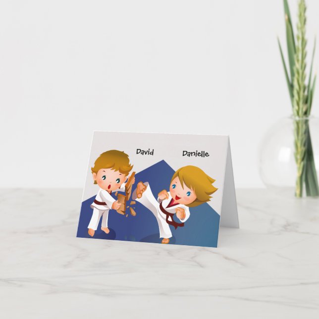 Cartão De Agradecimento Obrigado dos miúdos do karaté você Notecard (Frente)
