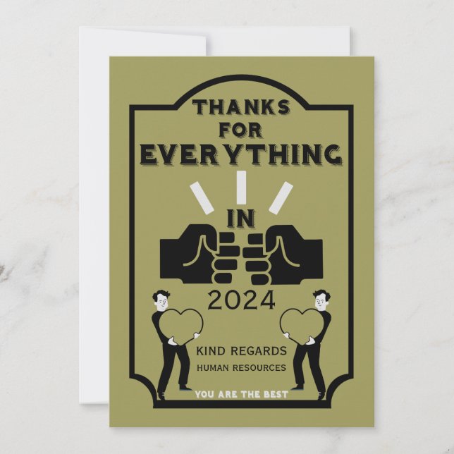 Cartão De Agradecimento Obrigado Dos Recursos Humanos (Frente)
