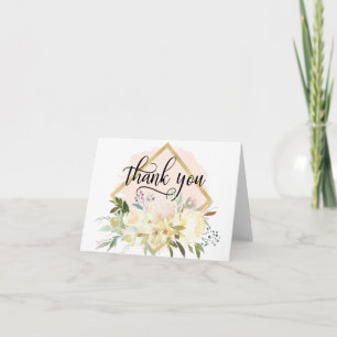 Cartão De Agradecimento OBRIGADO, Dourado Casamento de Chás Rosa Floral