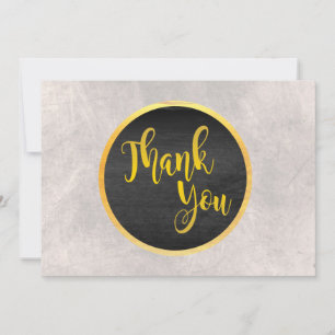 Cartão De Agradecimento Obrigado Dourado Casamento White Marble
