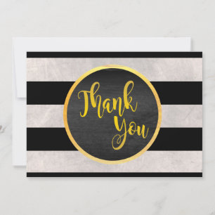 Cartão De Agradecimento Obrigado Dourado Casamento White Marble