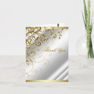 Cartão De Agradecimento Obrigado Dourado do redemoinho do marfim elegante