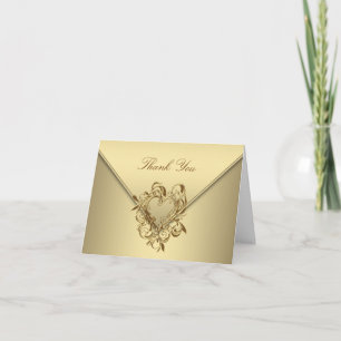 Cartão De Agradecimento Obrigado Dourado elegante do coração você cart
