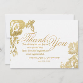 Cartão De Agradecimento Obrigado Dourado floral do rosa moderno simples