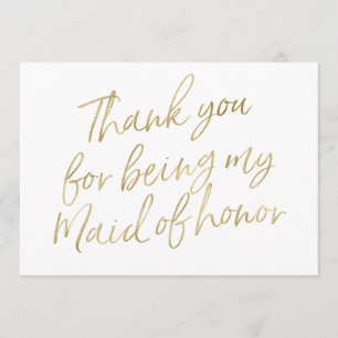 Cartão De Agradecimento "Obrigado Dourado você para ser minha madrinha de