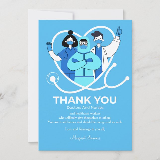 Cartão De Agradecimento Obrigado, doutor e enfermeira. (Frente)