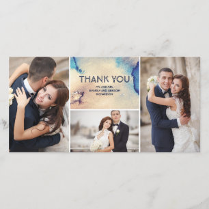 Cartão De Agradecimento Obrigado elegante do casamento das aguarelas do