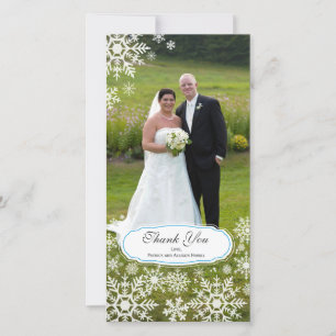 Cartão De Agradecimento Obrigado elegante do casamento do floco de neve
