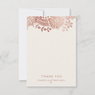 Cartão De Agradecimento Obrigado elegante do casamento do laço do vintage