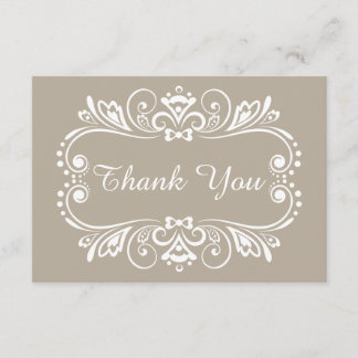 Cartão De Agradecimento Obrigado elegante do casamento do Taupe você