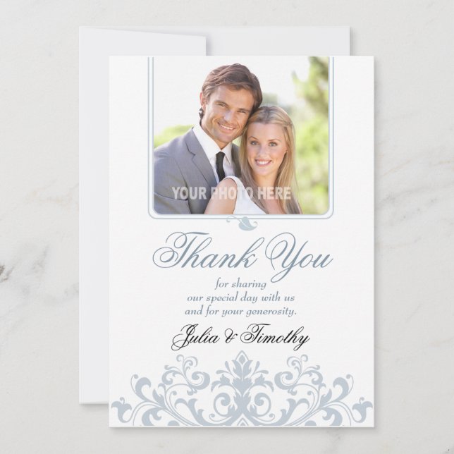 Cartão De Agradecimento Obrigado elegante do casamento você (vertical) (Frente)