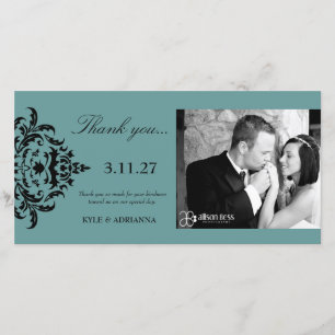Cartão De Agradecimento obrigado elegante do damasco 311-Simplisticly voc