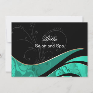 Cartão De Agradecimento obrigado elegante do negócio do flourish do aqua