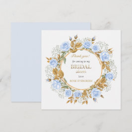 Cartão De Agradecimento Obrigado Elegantes Rosas Azul Poeira Baby's Breath