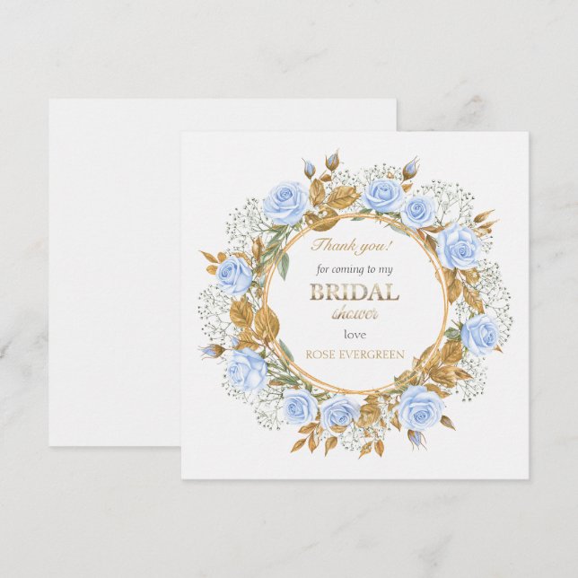 Cartão De Agradecimento Obrigado Elegantes Rosas Azul Poeirentas Respiraçã (Frente/Verso)